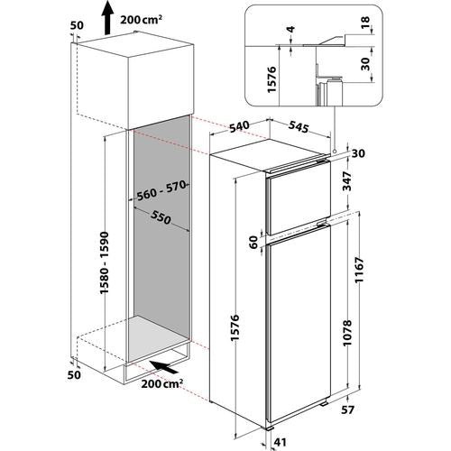 Frigorífico com Congelador Encastrável Indesit T 16 A1 D I 1 | 157,6x54x54,5 cm | 191 L | F | Aço inoxidável Discount