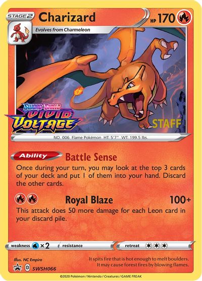 Charizard (SWSH066) (Staff Prerelease Promo) [Sword & Shield: Black Star Promos] Sale